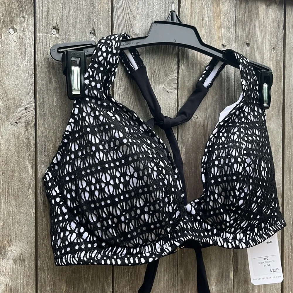 Sunsets California Black Diamond Muse Bikini Top,Size 34D,NWT - Picture 2 of 12